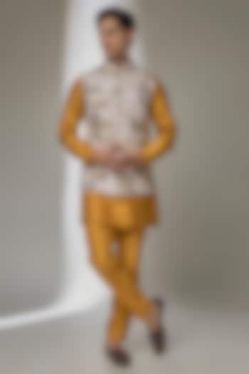 Multi-Colored Dola Silk Zari Embellished Nehru Jacket Set by SALIL BHATIA at Pernia's Pop Up Shop