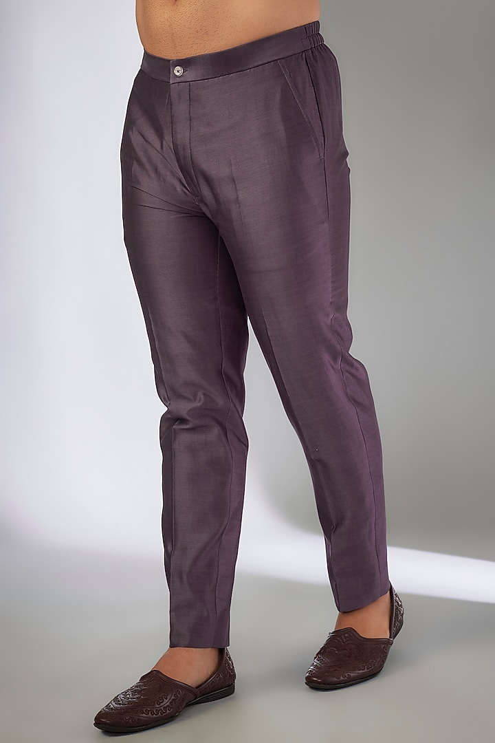 Plum Dola Silk Thread Embellished Indo-Western Set by SALIL BHATIA at Pernia's Pop Up Shop