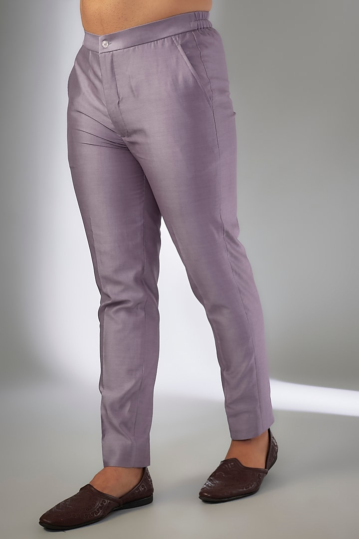 Plum Dola Silk Thread Embellished Nehru Jacket Set  by SALIL BHATIA at Pernia's Pop Up Shop
