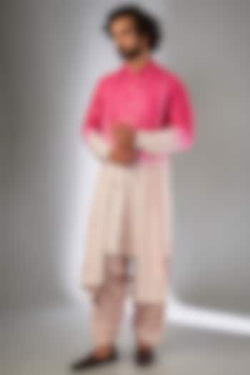 Pink Ombre Dola Silk Sequins Embroidered Kurta Set by SALIL BHATIA