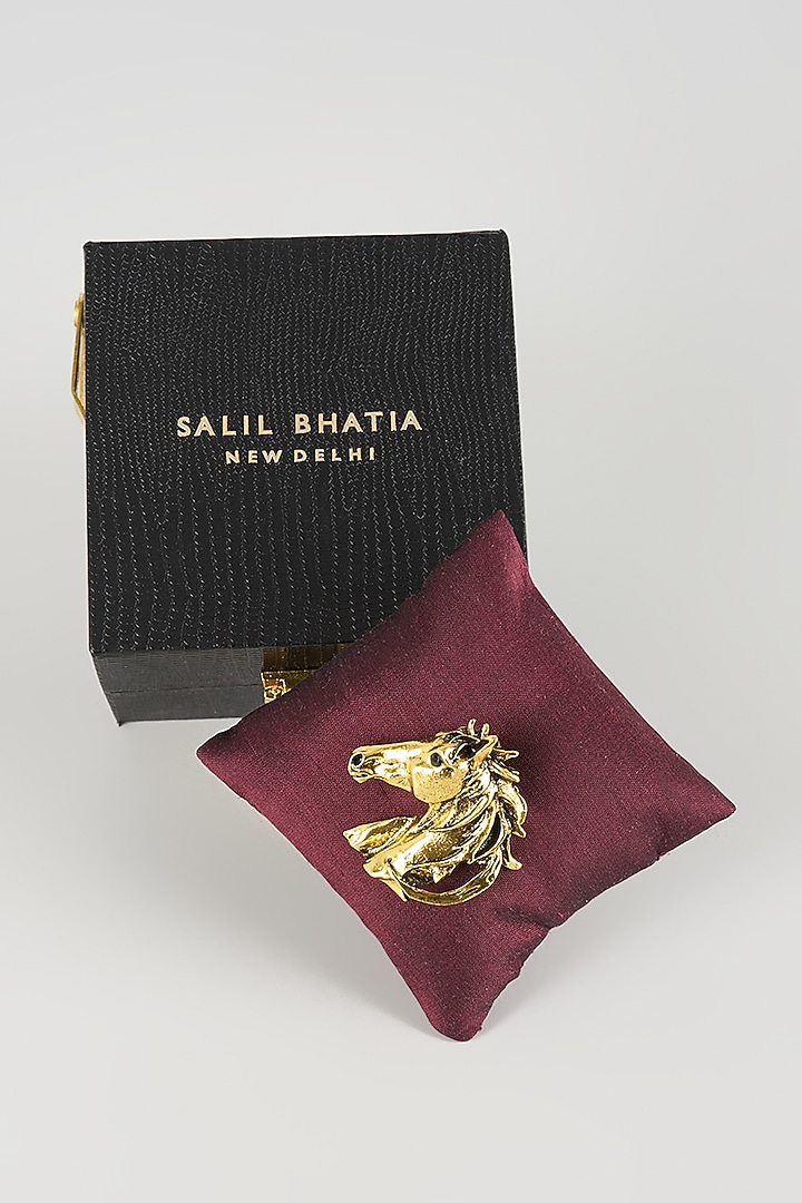 Gold Finish Horse Brooch by SALIL BHATIA at Pernia's Pop Up Shop