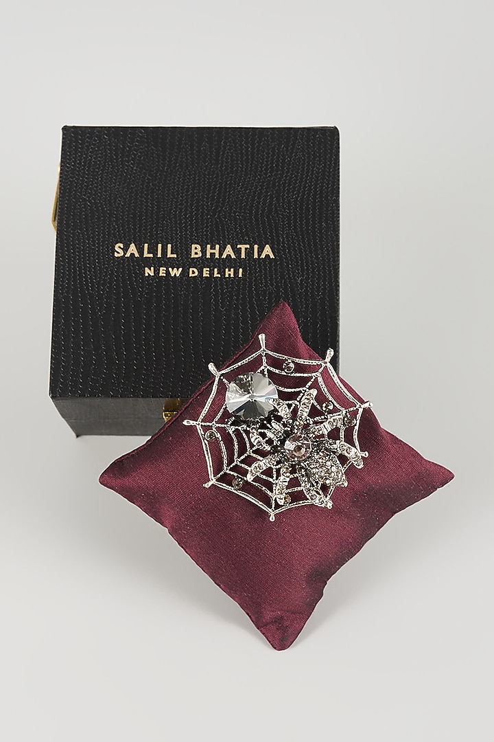 Silver Finish Spider Brooch by SALIL BHATIA at Pernia's Pop Up Shop