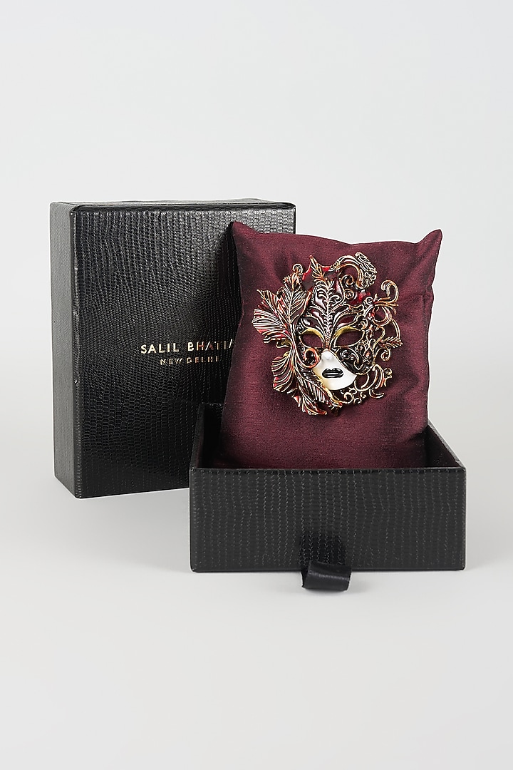 Gold Finish Masquerade Brooch by SALIL BHATIA at Pernia's Pop Up Shop