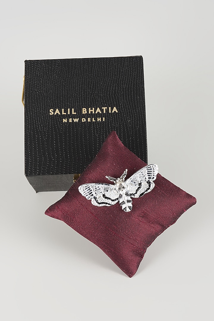 Silver Finish Gothic Butterfly Brooch by SALIL BHATIA at Pernia's Pop Up Shop