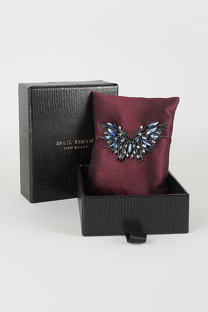 Black Finish Mystique Butterfly Brooch by SALIL BHATIA at Pernia's Pop Up Shop