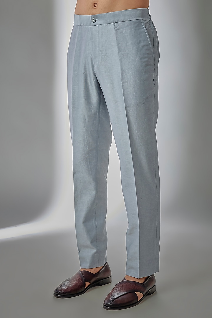 Pastel Blue Dola Silk Embellished Wedding Indowestern Set by SALIL BHATIA at Pernia's Pop Up Shop