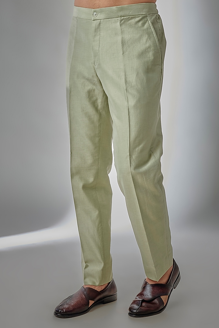 Pastel Green Dola Silk Thread Embellished Wedding Indowestern Set by SALIL BHATIA at Pernia's Pop Up Shop