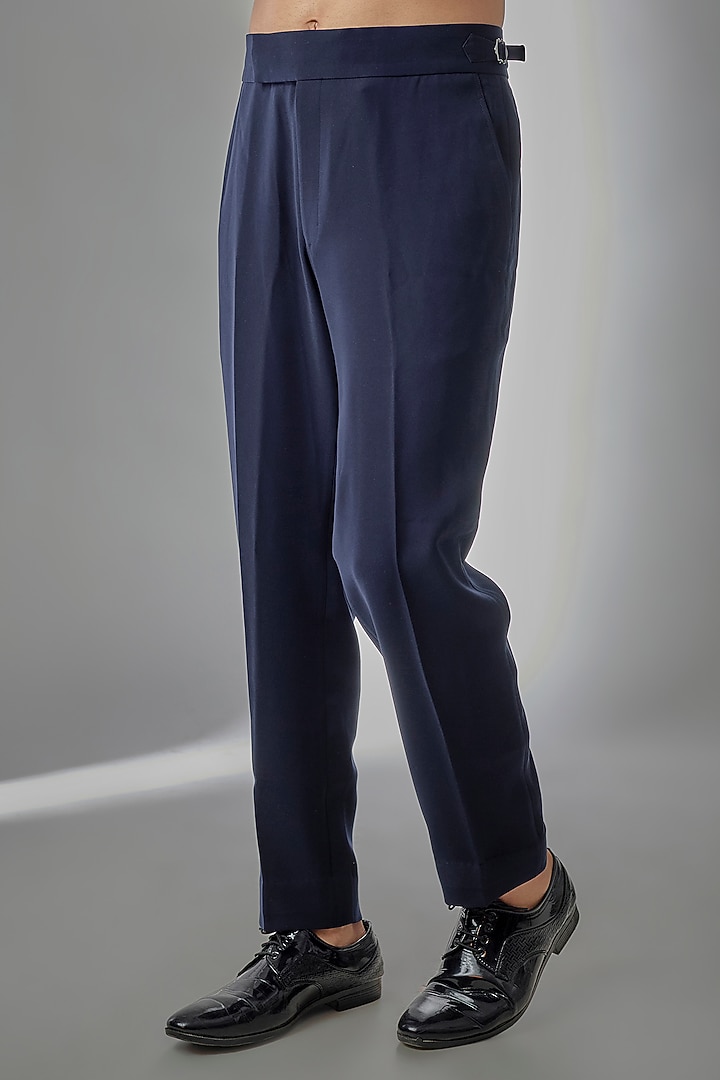 Navy Blue Giza Cotton Embellished Party Wear Shirt by SALIL BHATIA at Pernia's Pop Up Shop