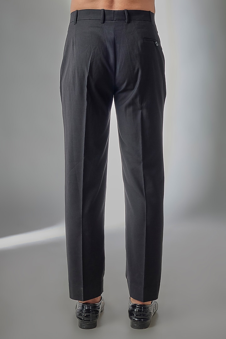 Navy Blue Suiting Terylene Rayon Trousers by SALIL BHATIA at Pernia's Pop Up Shop
