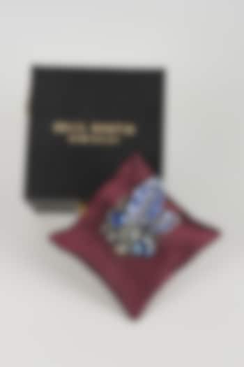 Silver Finish Royal Blue Bouquet Brooch by SALIL BHATIA at Pernia's Pop Up Shop