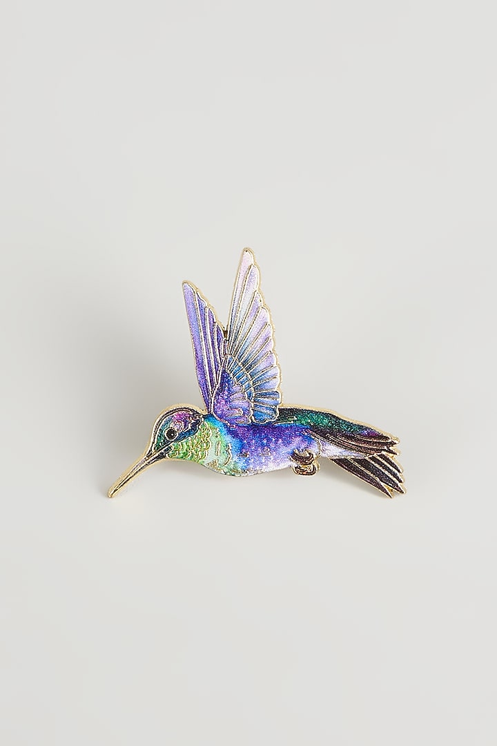 Gold Finish Hummingbird Brooch Pin by SALIL BHATIA at Pernia's Pop Up Shop