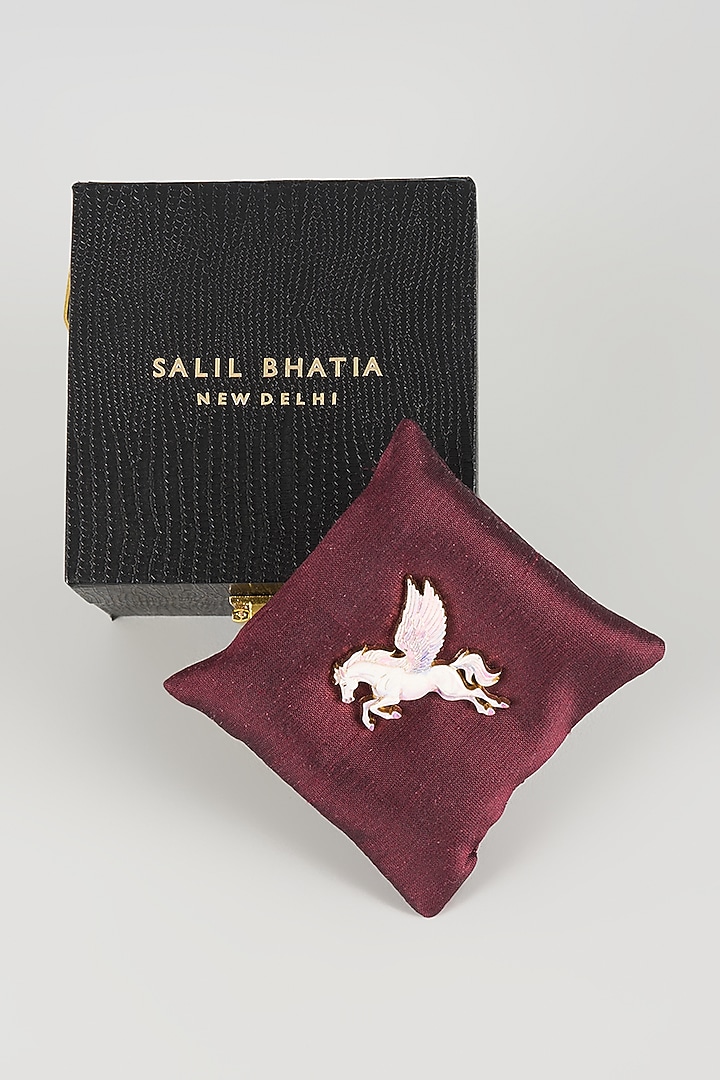 Gold Finish Ivory Pegasus Brooch by SALIL BHATIA at Pernia's Pop Up Shop