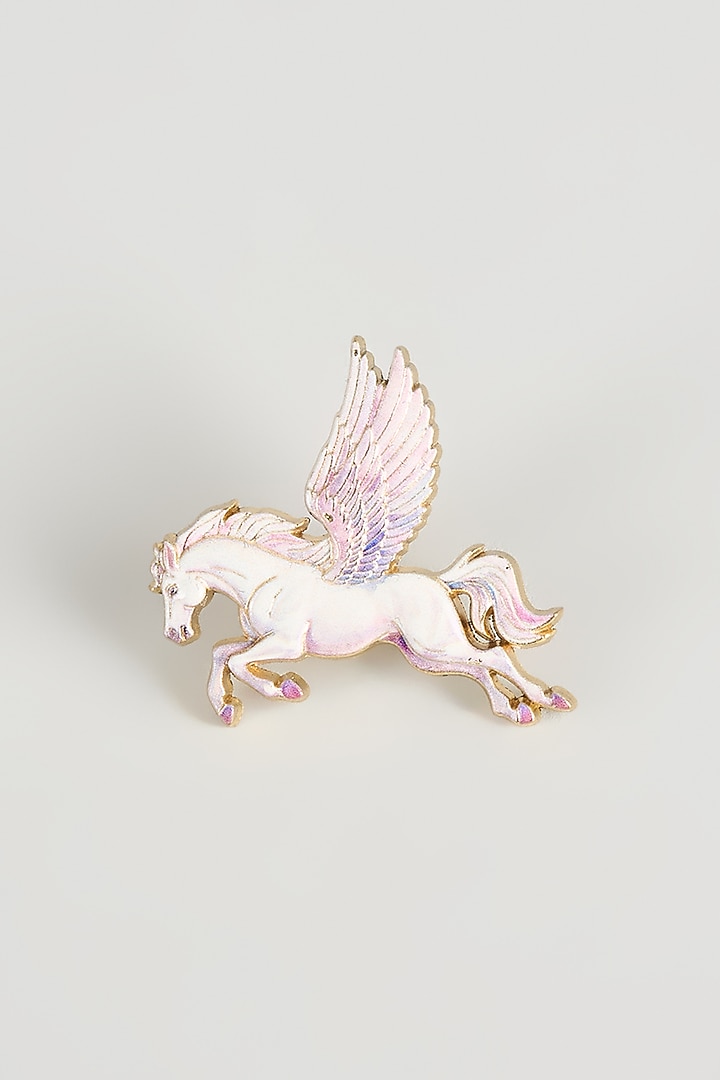 Gold Finish Ivory Pegasus Brooch by SALIL BHATIA at Pernia's Pop Up Shop