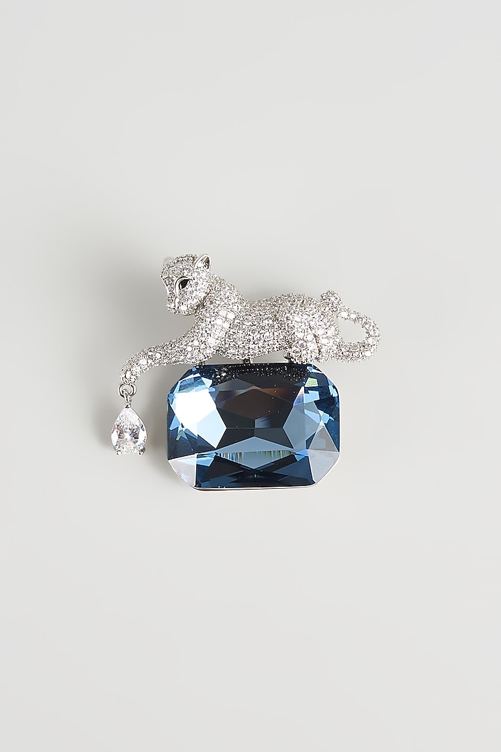 Silver Finish Jewelled Panther Brooch by SALIL BHATIA at Pernia's Pop Up Shop
