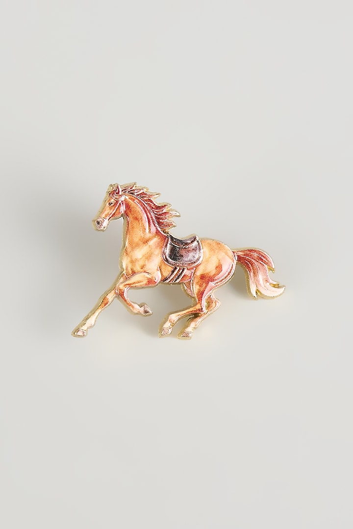 Gold Finish Amber Race Horse Brooch by SALIL BHATIA at Pernia's Pop Up Shop