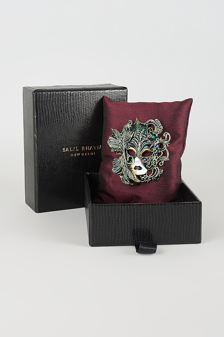 Gold Finish Green Masquerade Horse Brooch by SALIL BHATIA at Pernia's Pop Up Shop