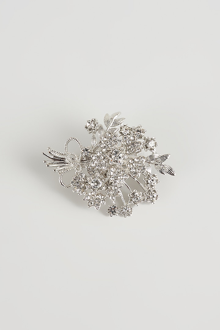 Silver Finish Bouquet Embellished Brooch by SALIL BHATIA at Pernia's Pop Up Shop