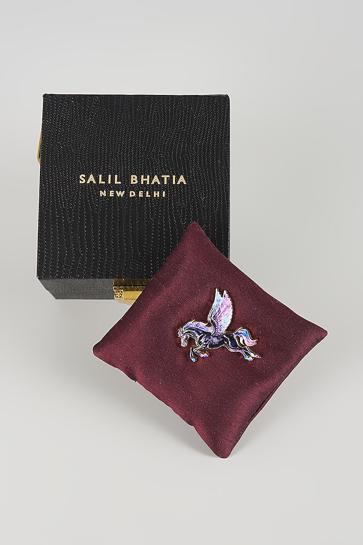 Gold Finish Purple Pegasus Brooch by SALIL BHATIA at Pernia's Pop Up Shop