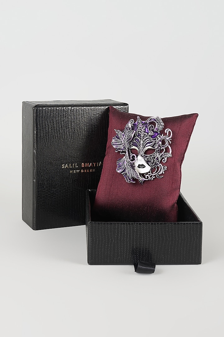 Silver Finish Purple Masquerade Brooch by SALIL BHATIA at Pernia's Pop Up Shop