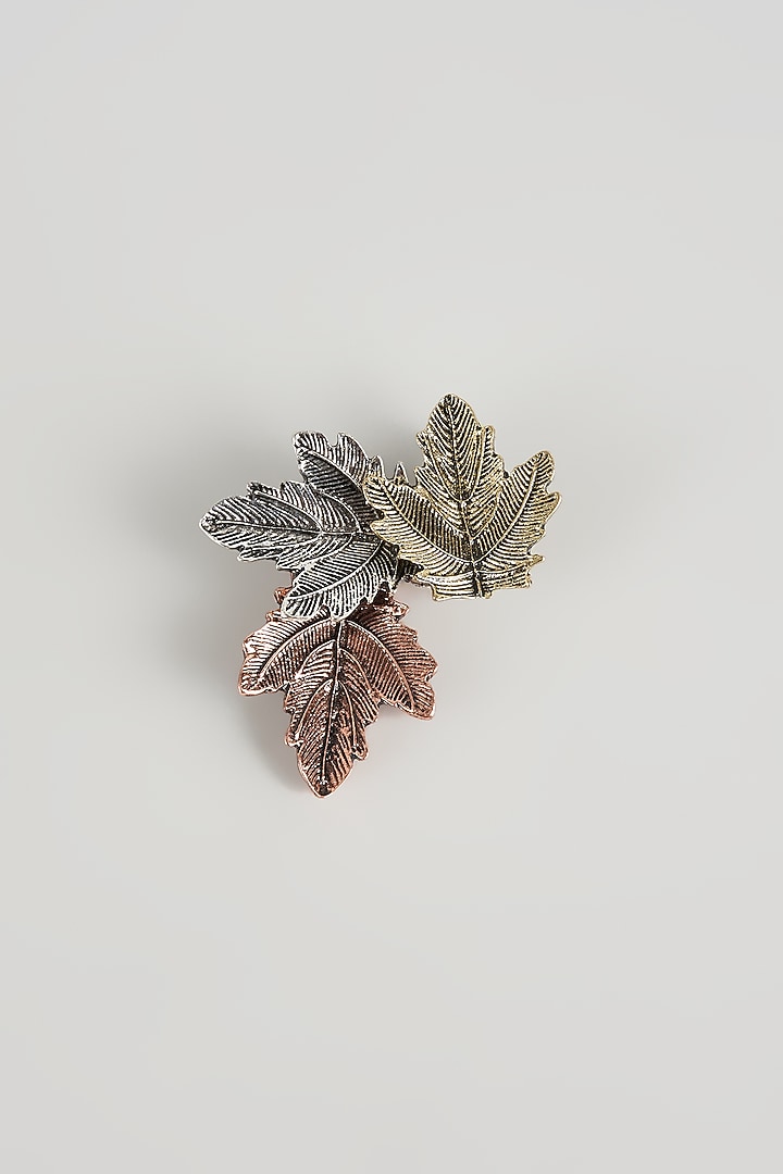 Gold Finish Autumn Leave Brooch by SALIL BHATIA at Pernia's Pop Up Shop