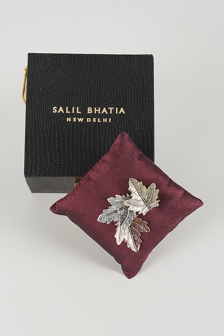 Gold Finish Autumn Leave Brooch by SALIL BHATIA at Pernia's Pop Up Shop