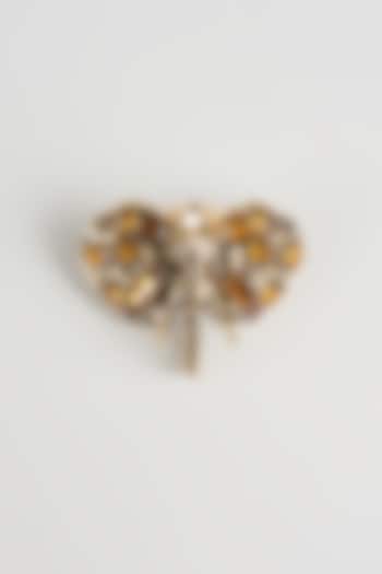Gold Finish Elephant Embellished Brooch by SALIL BHATIA at Pernia's Pop Up Shop