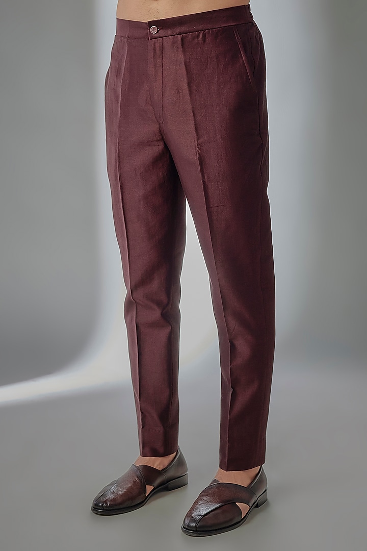 Wine Dola Silk Zari Embellished Nehru Jacket Set by SALIL BHATIA at Pernia's Pop Up Shop
