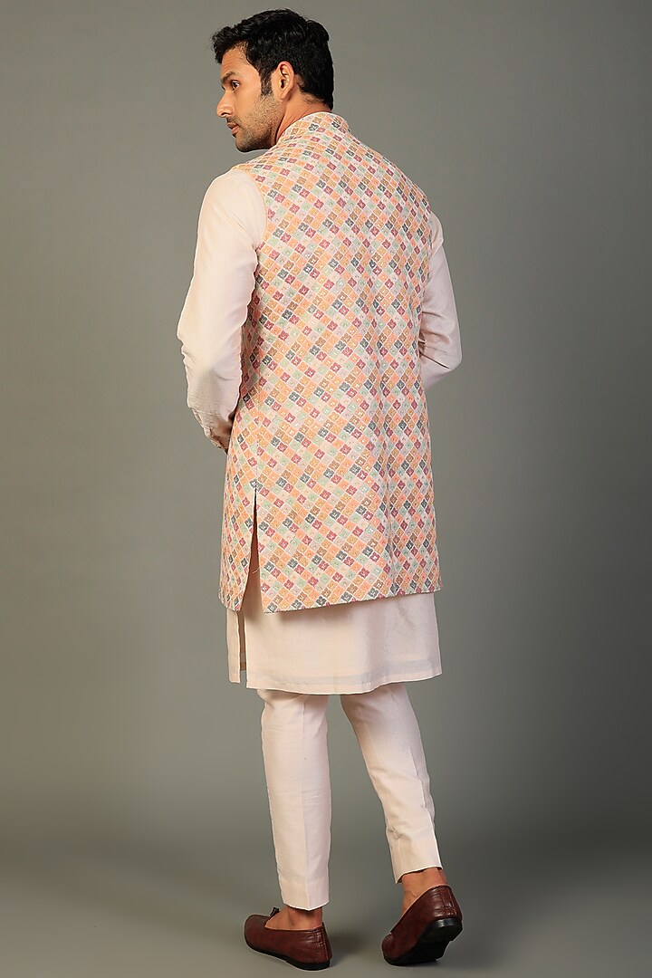 Multi-Colored Georgette Embroidered Wedding Indowestern Set by SALIL BHATIA at Pernia's Pop Up Shop