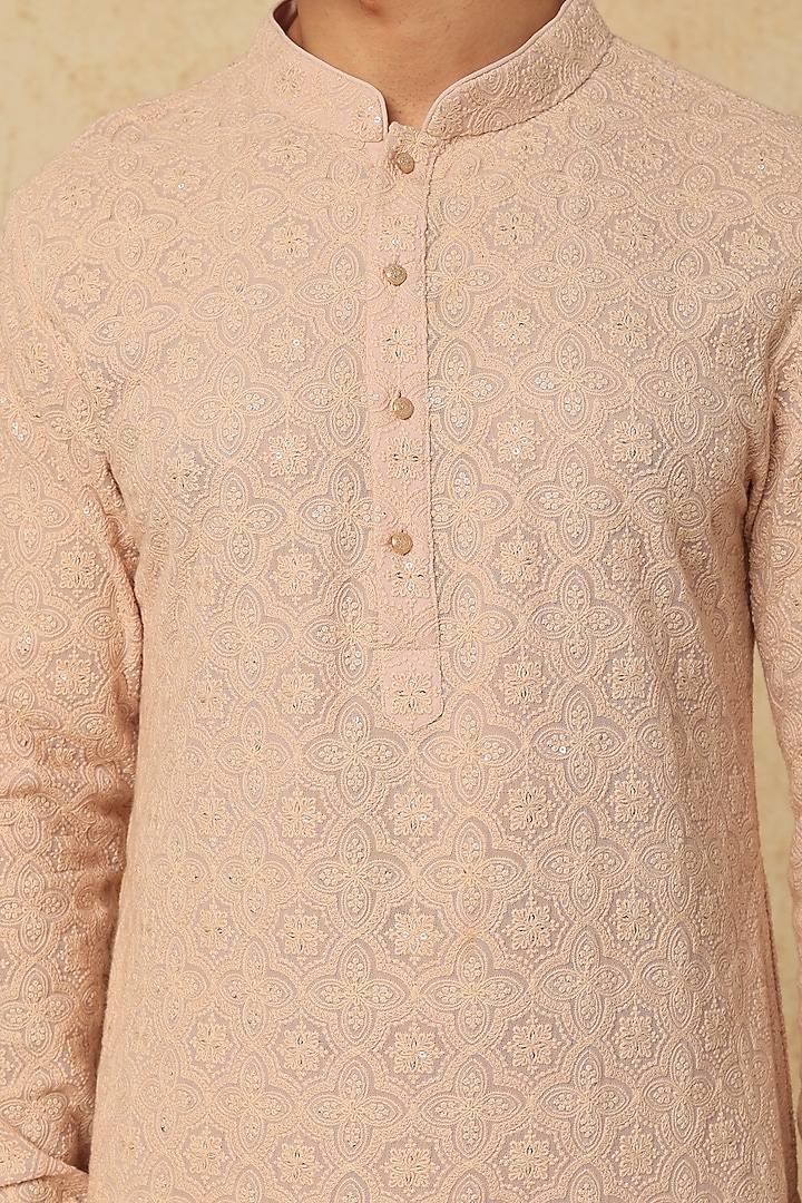 Rose Pink Georgette Embellished Kurta Set by SALIL BHATIA at Pernia's Pop Up Shop