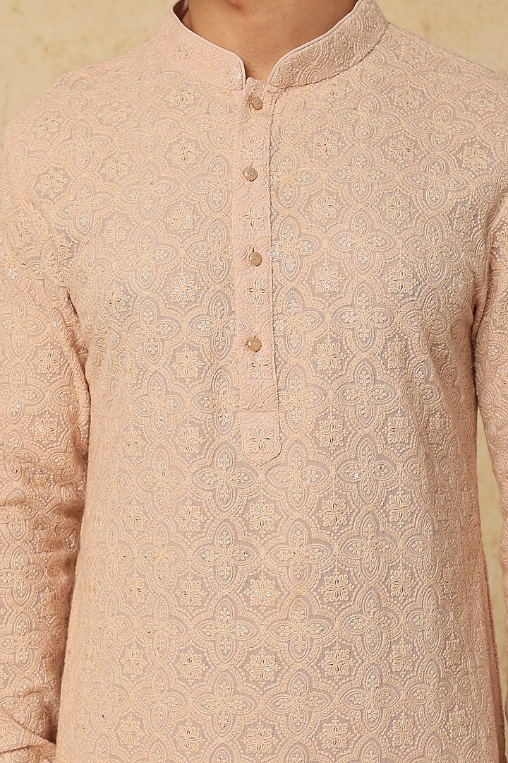 Rose Pink Georgette Embellished Kurta Set by SALIL BHATIA at Pernia's Pop Up Shop