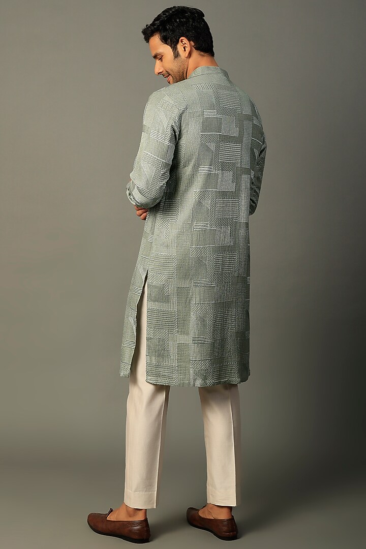Green Georgette Kurta Set by SALIL BHATIA at Pernia's Pop Up Shop