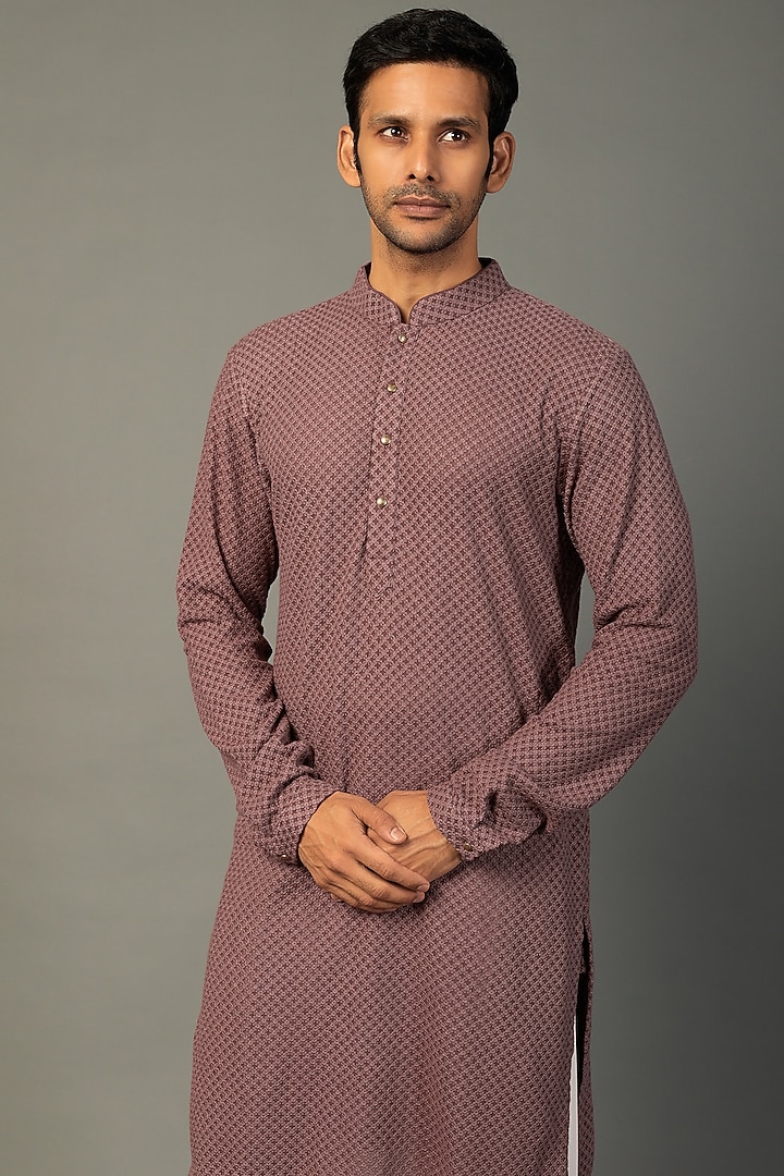 Mauve Georgette Kurta Set by SALIL BHATIA at Pernia's Pop Up Shop