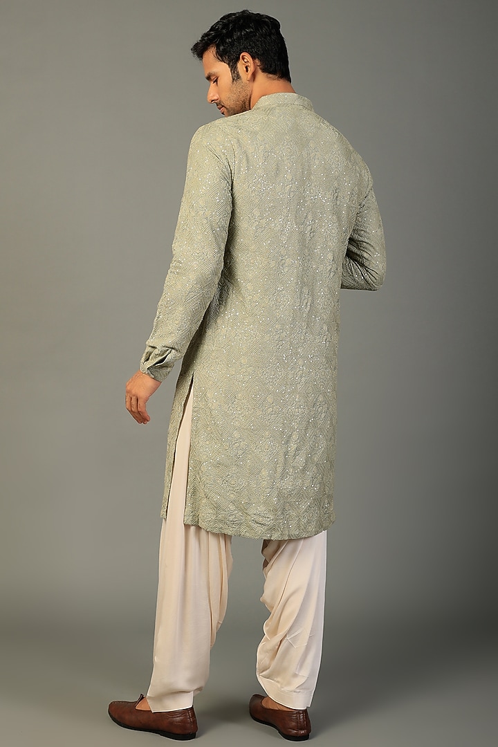 Green Embellished Kurta Set by SALIL BHATIA at Pernia's Pop Up Shop