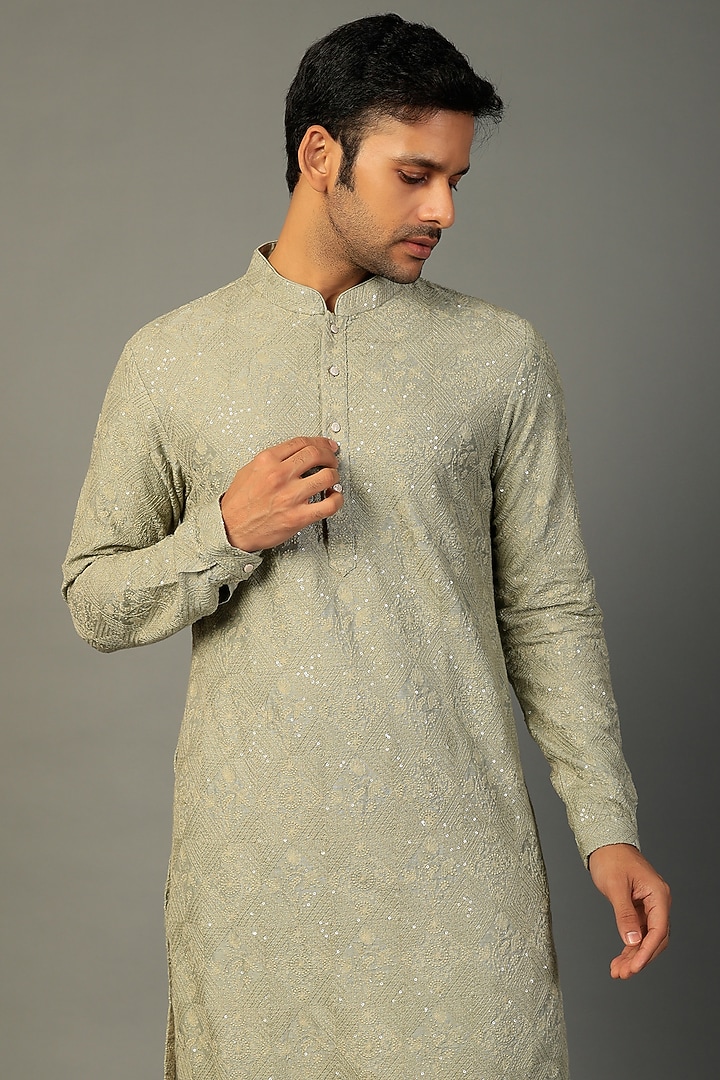 Green Embellished Kurta Set by SALIL BHATIA at Pernia's Pop Up Shop