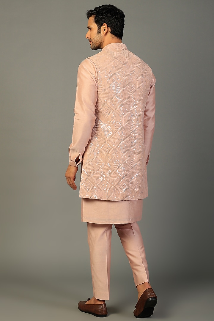 Dusty Pink Georgette Embellished Indo-Western Set by SALIL BHATIA at Pernia's Pop Up Shop