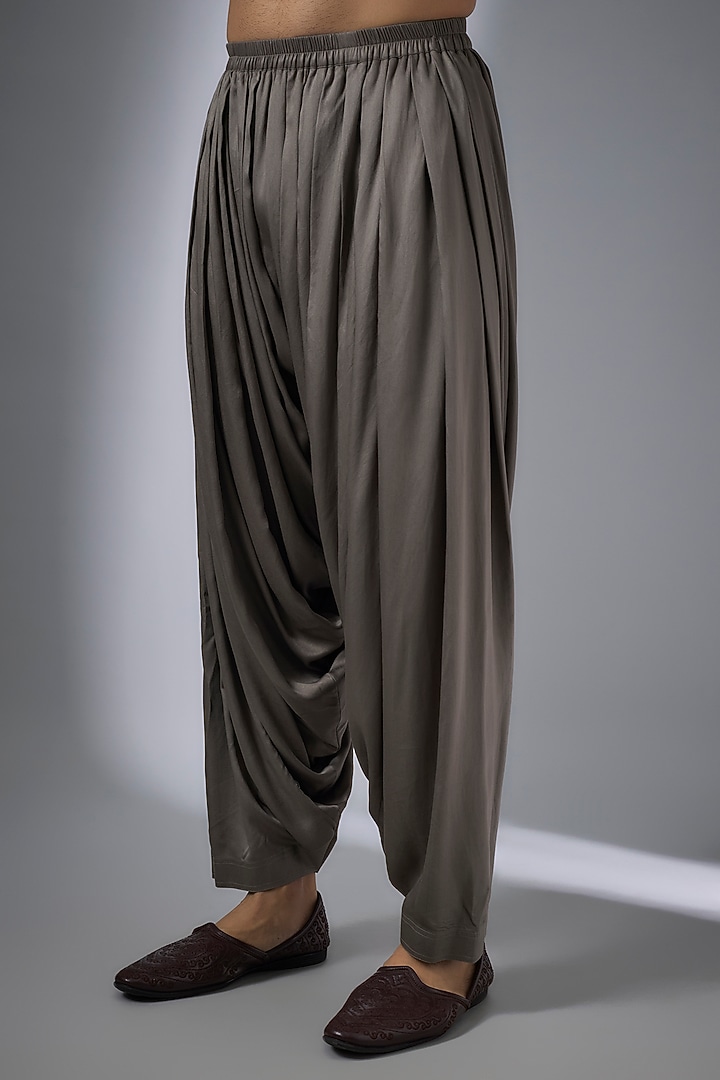Taupe Silk Chanderi Sequins Embellished Kurta Set by SALIL BHATIA at Pernia's Pop Up Shop