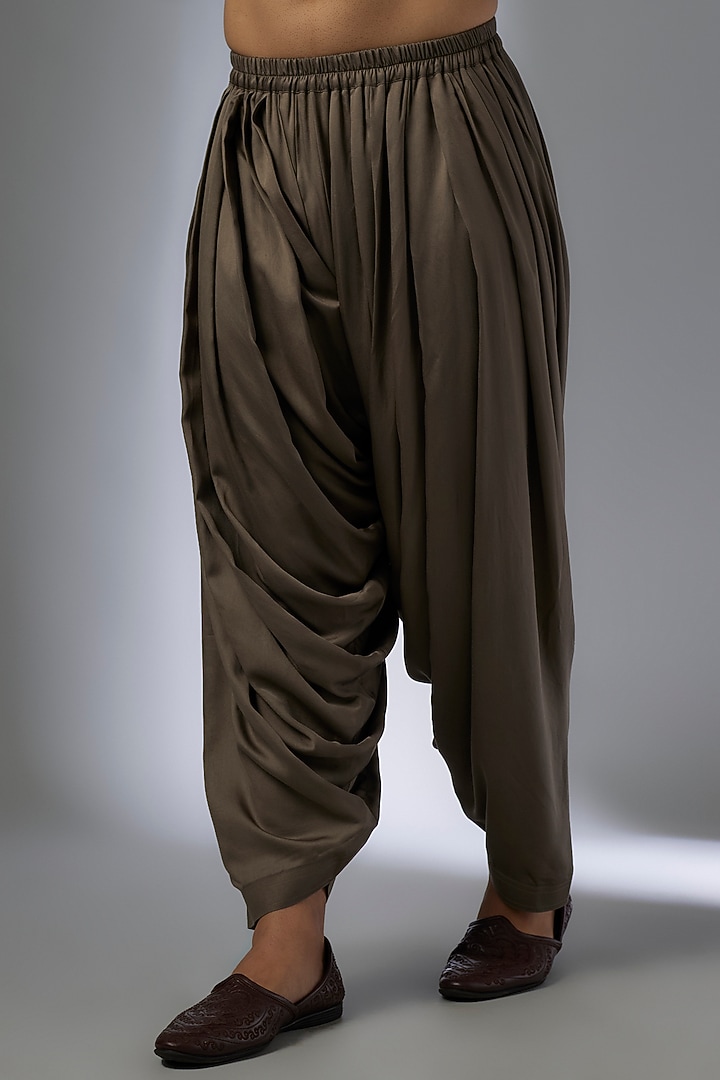 Taupe Dola Silk Zari & Sequins Embellished Kurta Set by SALIL BHATIA at Pernia's Pop Up Shop