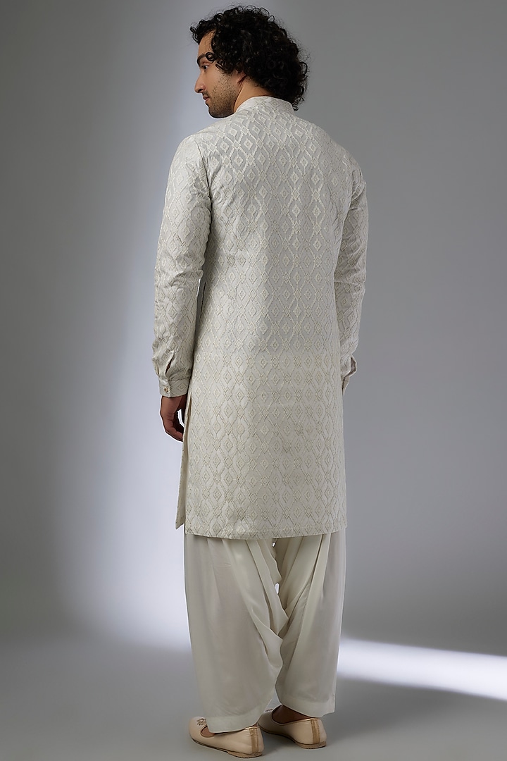 Ivory Dola Silk Zari & Sequins Embellished Kurta Set by SALIL BHATIA at Pernia's Pop Up Shop