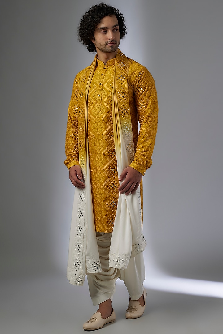 Amber Dola Silk Thread & Mirror Work Kurta Set by SALIL BHATIA