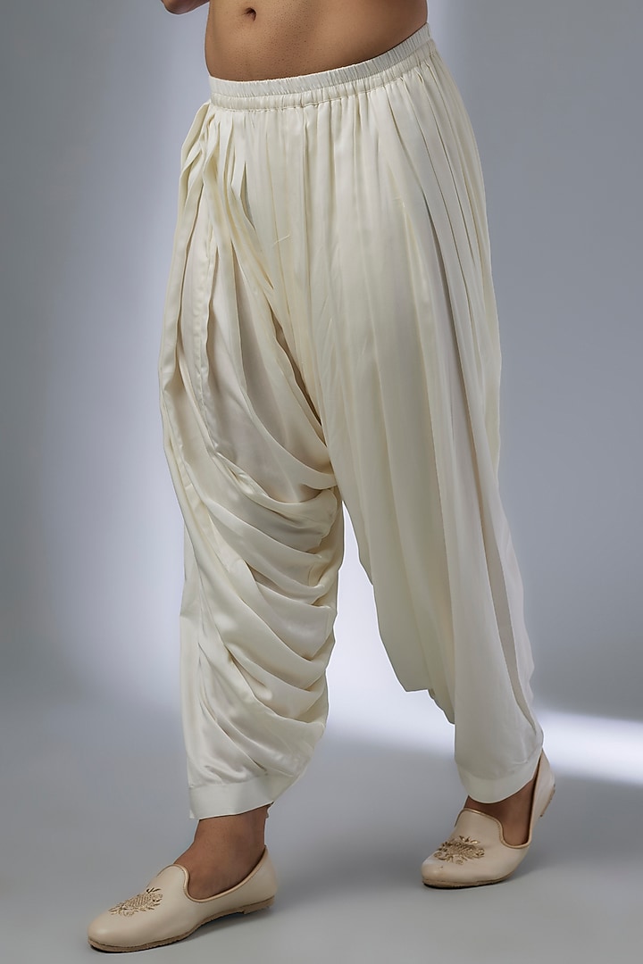 Ivory Silk Chanderi Button-Down Kurta Set by SALIL BHATIA at Pernia's Pop Up Shop