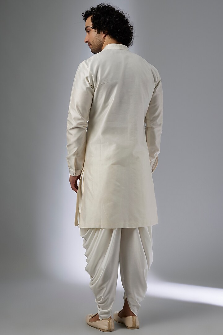 Ivory Satin Cowl Dhoti Pants by SALIL BHATIA at Pernia's Pop Up Shop