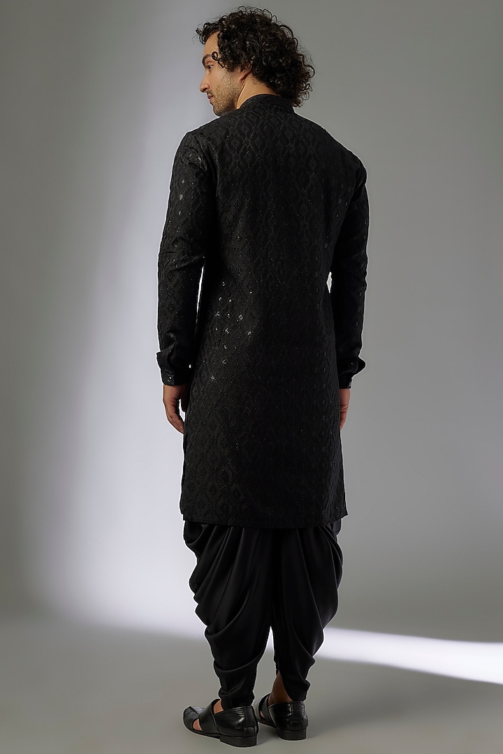 Black Satin Cowl Dhoti Pants by SALIL BHATIA at Pernia's Pop Up Shop