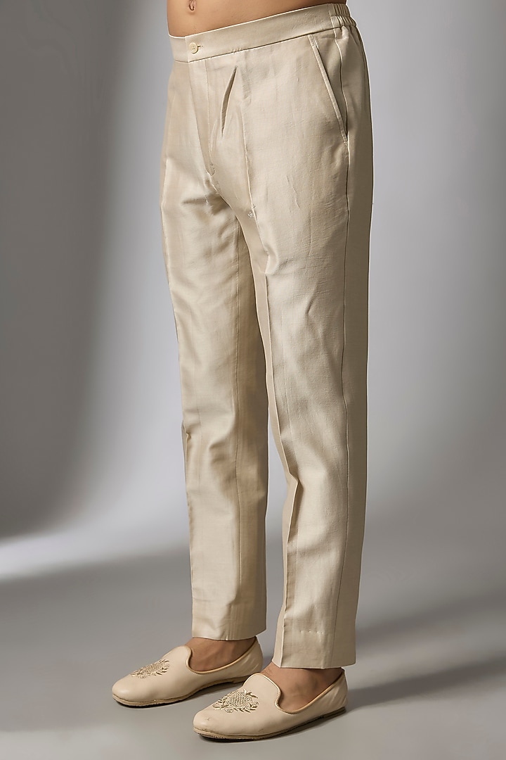 Ivory Jacquard Wedding Indowestern Set by SALIL BHATIA at Pernia's Pop Up Shop