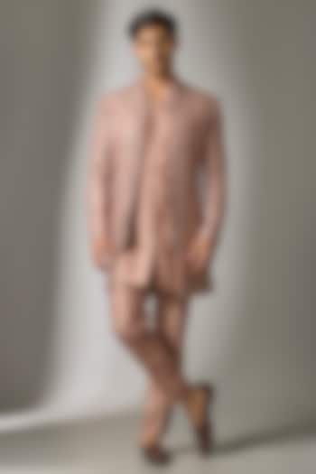 Dusty Pink Dola Silk Thread Embellished Wedding Indowestern Set by SALIL BHATIA at Pernia's Pop Up Shop