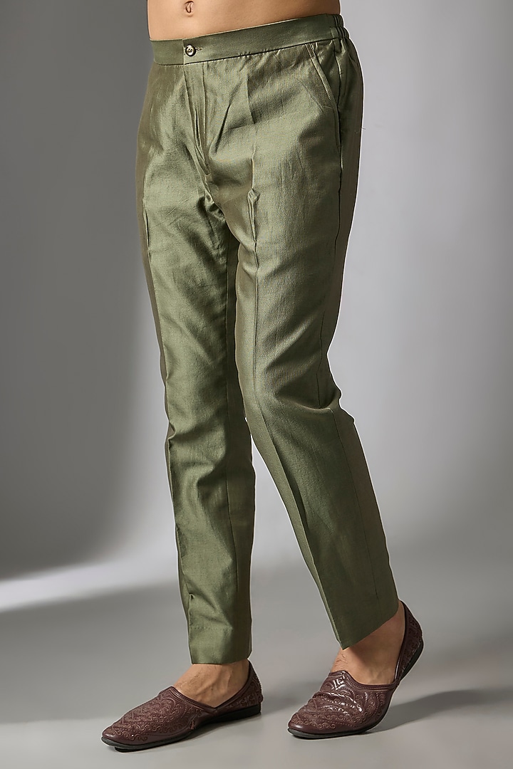 Mehendi Green Georgette Thread Embellished Wedding Indowestern Jacket Set by SALIL BHATIA at Pernia's Pop Up Shop