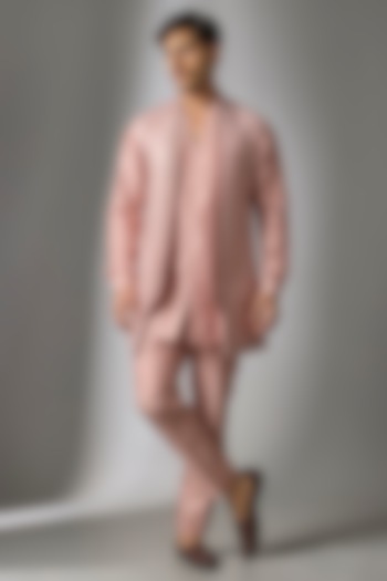 Dusty Pink Silk Chanderi Thread Embellished Wedding Indowestern Set by SALIL BHATIA at Pernia's Pop Up Shop