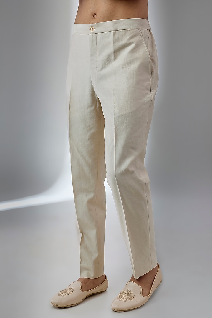 Gold Raw Silk Thread Hand Embroidered Groom Sherwani Set by SALIL BHATIA at Pernia's Pop Up Shop