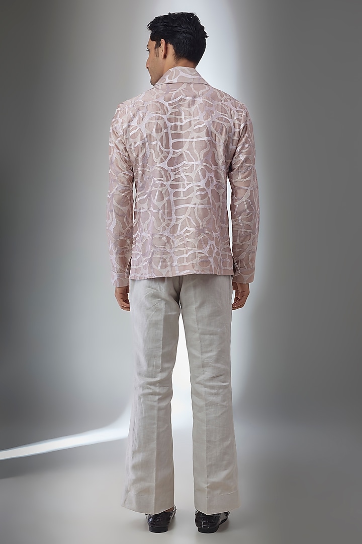 Dusty Pink Silk Chanderi Embellished Shacket Set by SALIL BHATIA at Pernia's Pop Up Shop