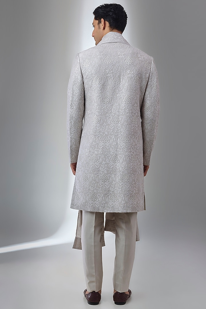 Gold Dola Silk Thread Embellished Groom Sherwani Set by SALIL BHATIA at Pernia's Pop Up Shop