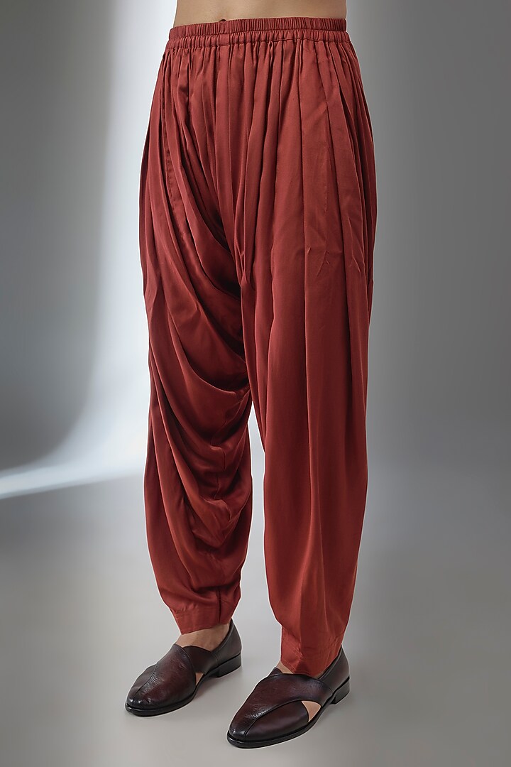 Rust Pure Silk Thread Embroidered Kurta Set by SALIL BHATIA at Pernia's Pop Up Shop